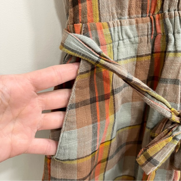 Toad & Co CAMP COVE ROMPER in plaid pale slate color organic cotton small - Picture 7 of 11